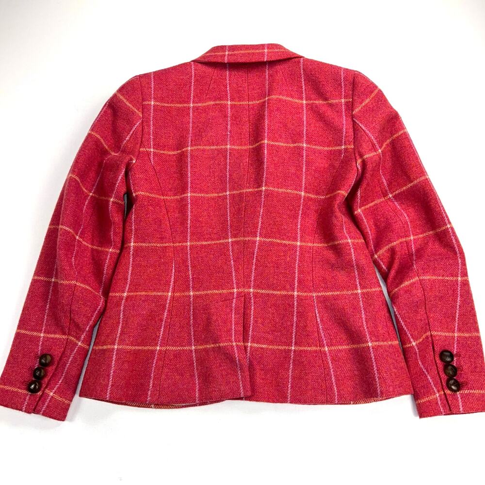 Talbots Aberdeen Shetland Wool Blend Blazer Pink Windowpane Size 4P - Picture 10 of 13